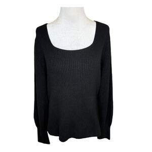 NEW Madewell Women’s XL Velvet Black‎ SoftWool Square-Neck Pullover Sweater NWT